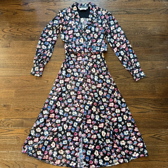 ROTATE Birger Christensen Size 2 Jojo Floral Print Midi Shirtdress - Picture 1 of 12